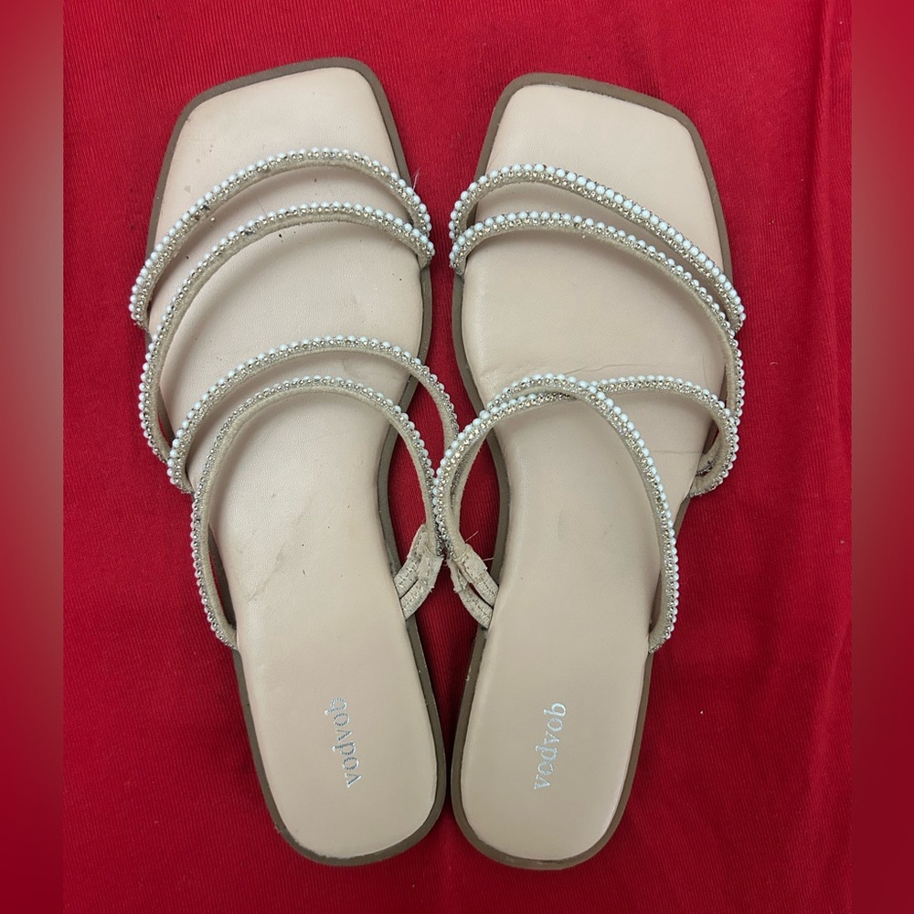 Beaded Tan Sandals